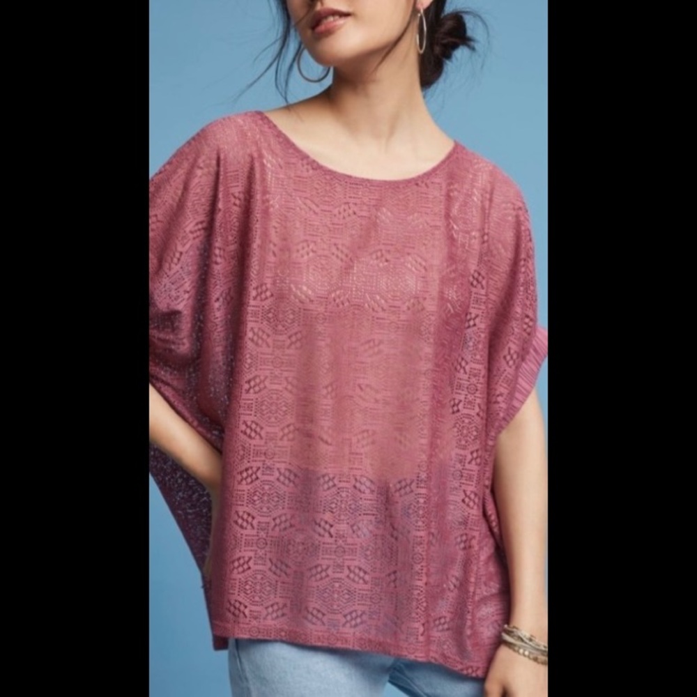 Anthropologie Akemi + Kin Bratton Mauve Perforated Top